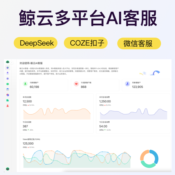 鲸云多平台AI客服接入系统|AI自动回复|微信客服|抖音|视频号|RPA+COZ